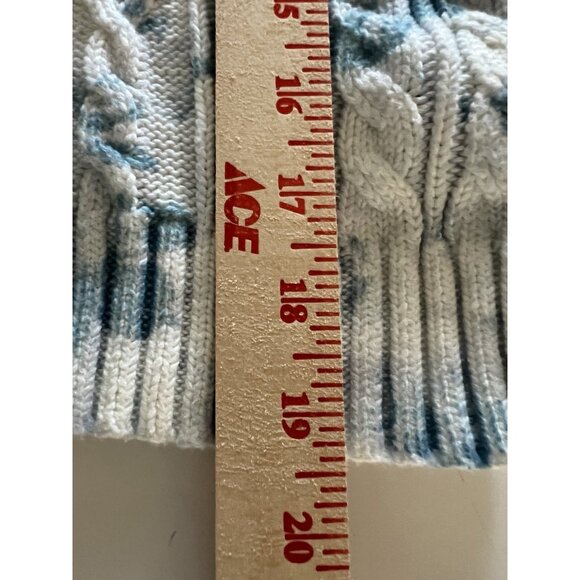 LoveShackFancy white blue floral cable knit puff sleeve sweater S cottagecore - Picture 8 of 9